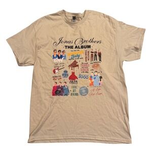 Jonas Brothers The Album Graphic T-Shirt Mens Large Tan Summer Baby Waffle House